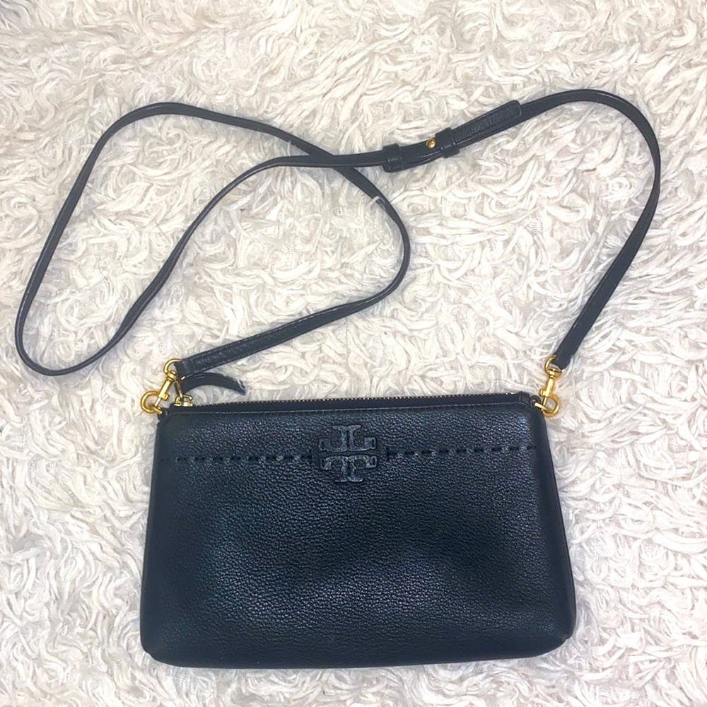 Tory Burch black Pebbled Leather Crossbody